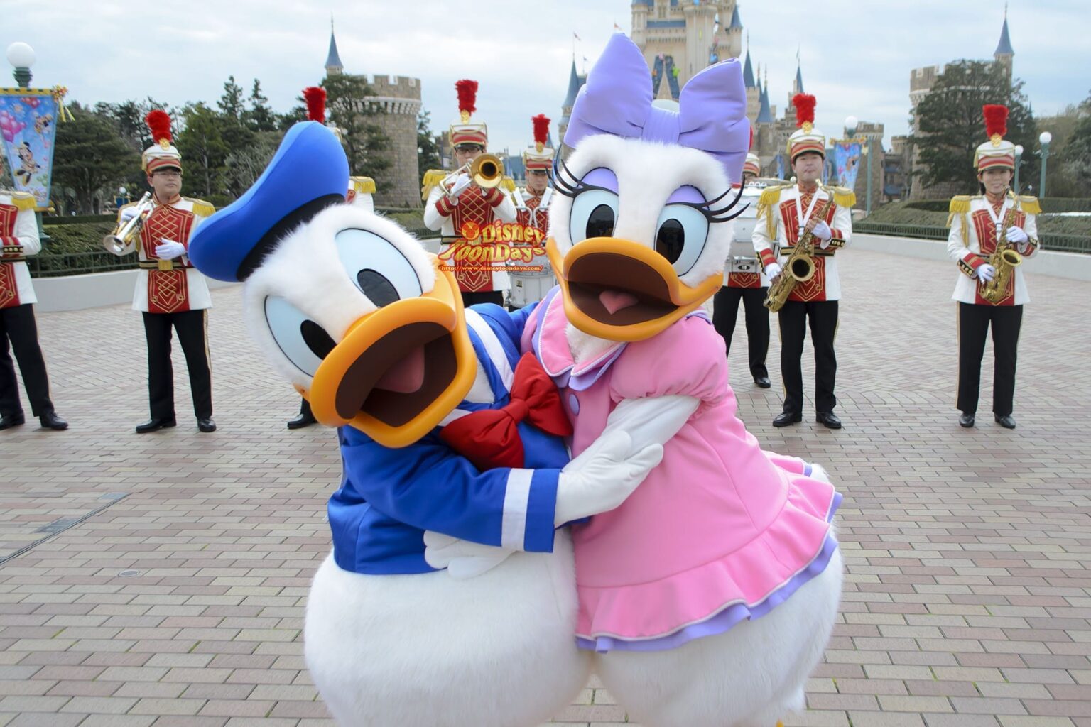 パレードルートでドナルドとデイジーのペアグリーティング！