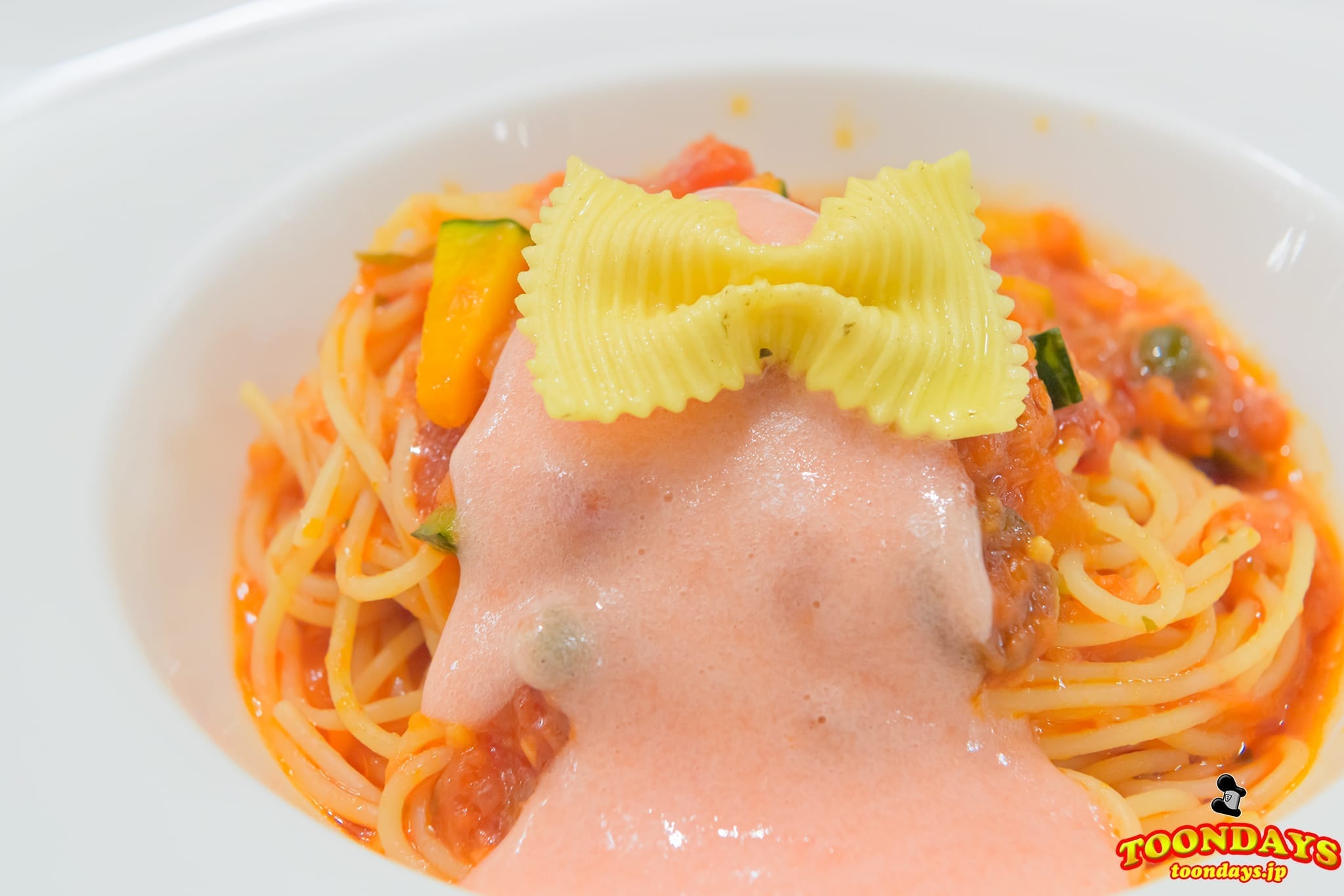 スパゲッティーニ、パンチェッタとパンプキンのトマトソース